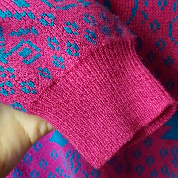 Stevemor Vintage Pink & Turquoise Pullover Knit Sweater - Picture 5 of 7